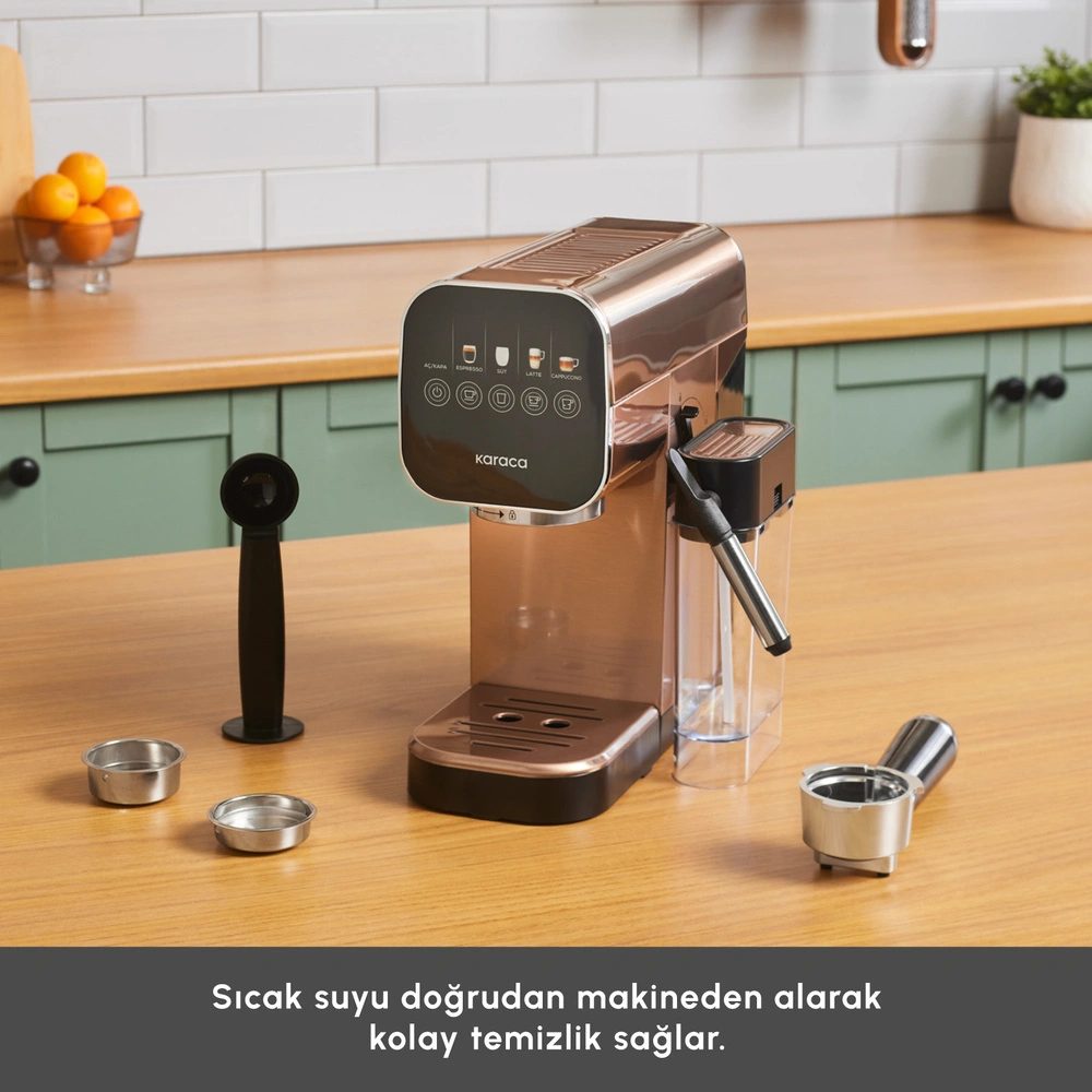 Karaca MyCaffe Barista S20 Entegre Süt Hazneli Otomatik Espresso ve Latte Makinesi Amber 900 ml 1360W görseli 11