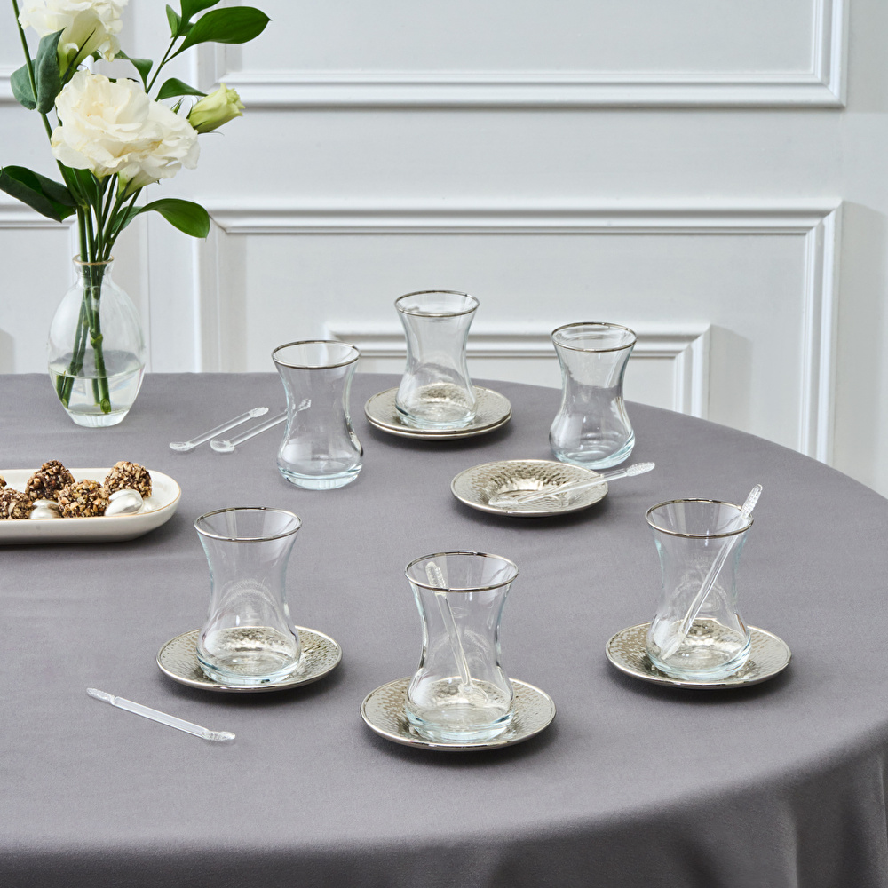 Karaca Ada 6 Kişilik 18 Parça Çay Seti Platin