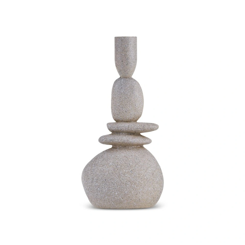Karaca Home Alba Taş Şamdan Bej 9,6x6x19,5 cm görseli 1