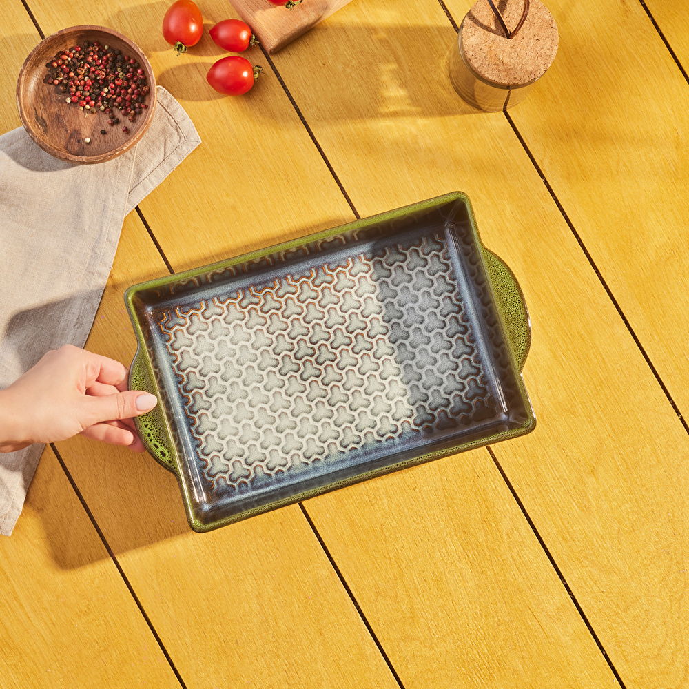 Karaca Culina Reaktif Fırın Kabı Yeşil 31 cm görseli 2