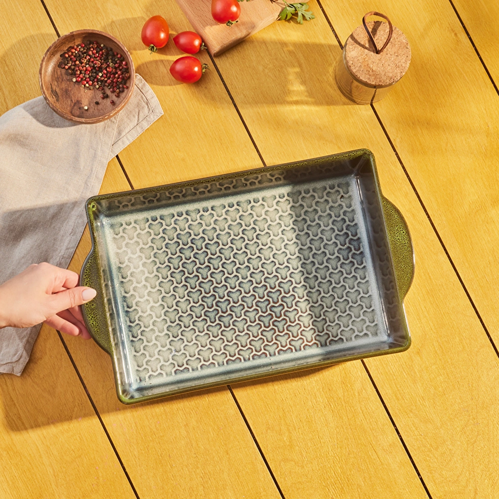 Karaca Culina Reaktif Fırın Kabı Yeşil 38 cm görseli 3
