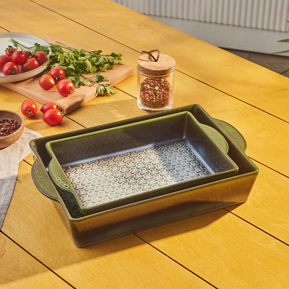 Karaca Culina Reaktif Fırın Kabı Yeşil 38 cm görseli 4