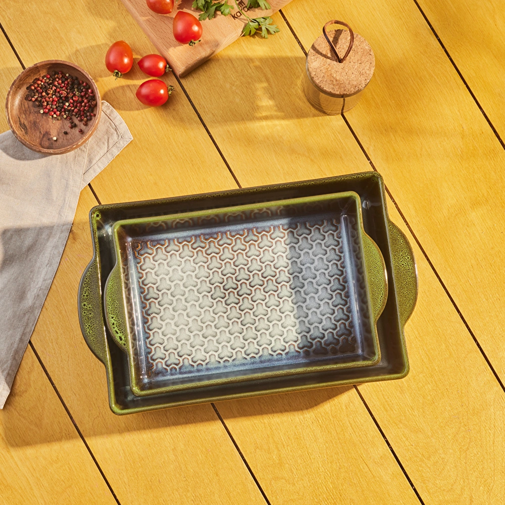Karaca Culina Reaktif Fırın Kabı Yeşil 38 cm görseli 5