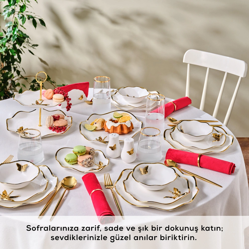 Karaca X Müge Anlı Kelebekli 25 Parça 6 Kişilik Yemek Takımı  görseli 4