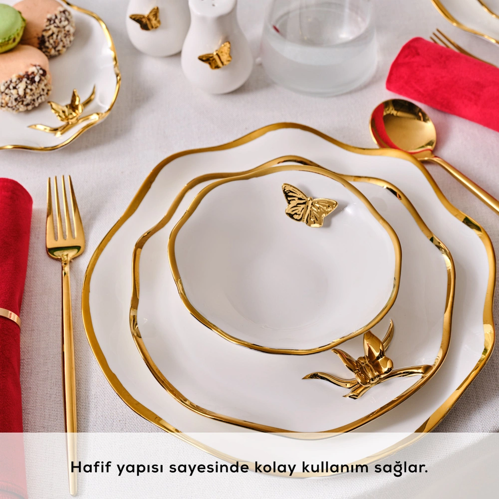 Karaca X Müge Anlı Kelebekli 25 Parça 6 Kişilik Yemek Takımı  görseli 7