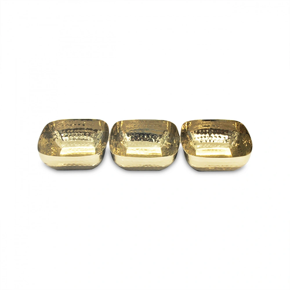 Karaca Home Loren 3'lü Mini Çerezlik Gold 24,5x8x3,5 cm görseli 1