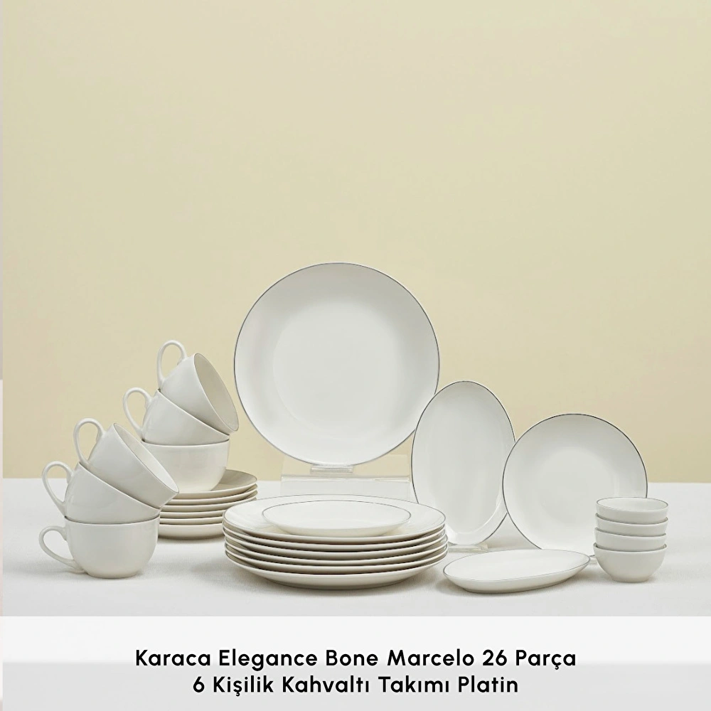 Karaca Elegance Bone Marcelo 26 Parça 6 Kişilik Kahvaltı Takımı Platin görseli 3