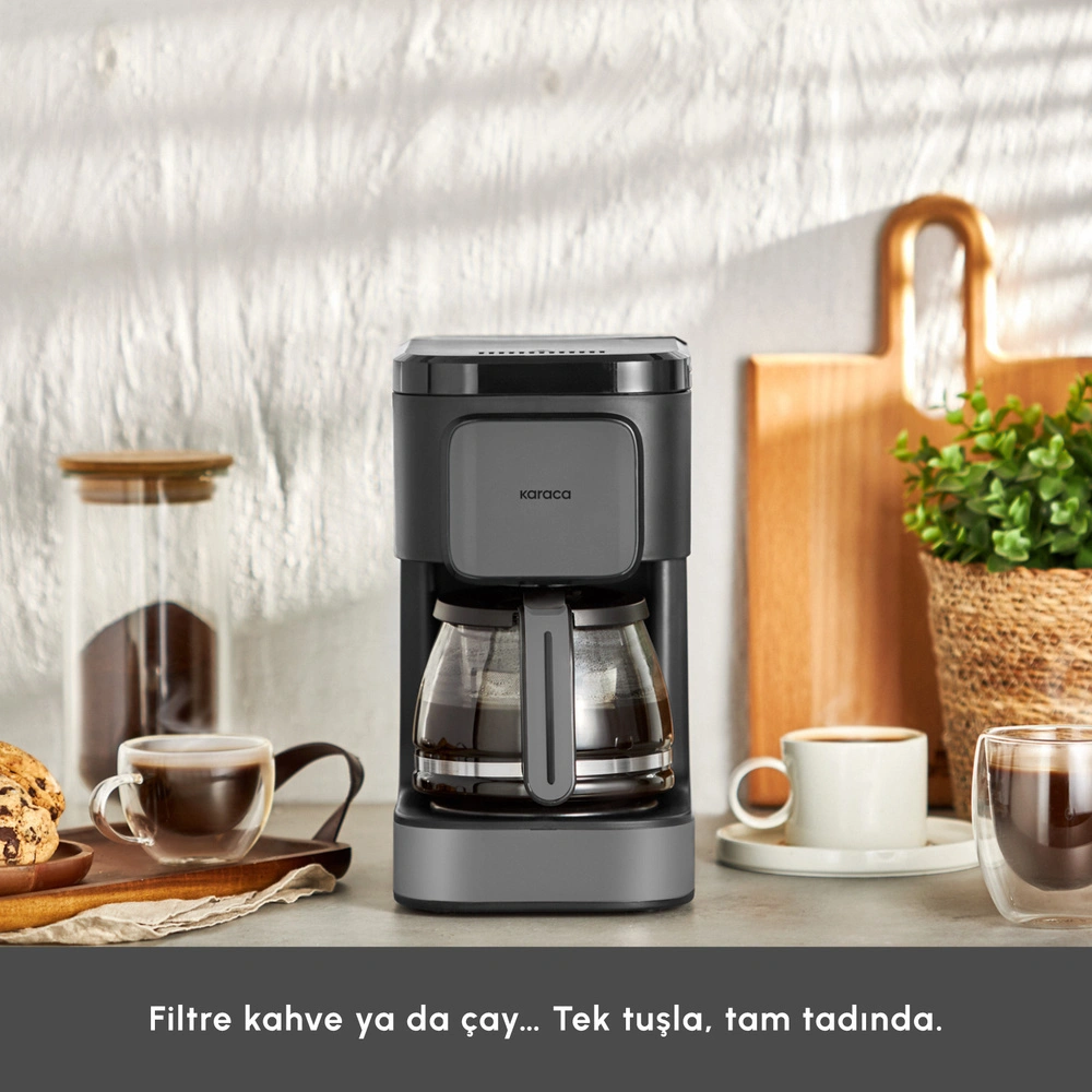 Karaca Just Coffee Aroma 2 in 1 Filtre Kahve Makinesi Space Gray  görseli 3