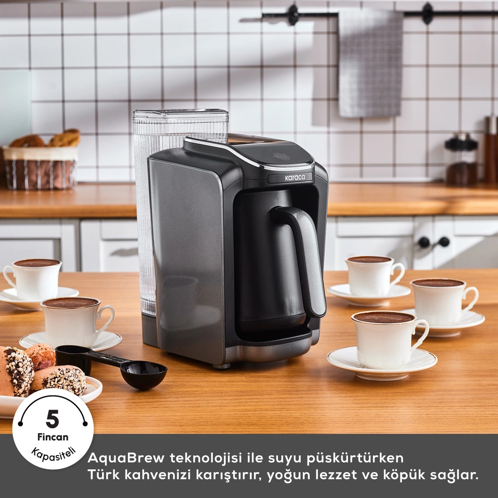 Karaca Hatır Su Hazneli Otomatik Türk Kahve Makinesi Galaxy Gray görseli 4