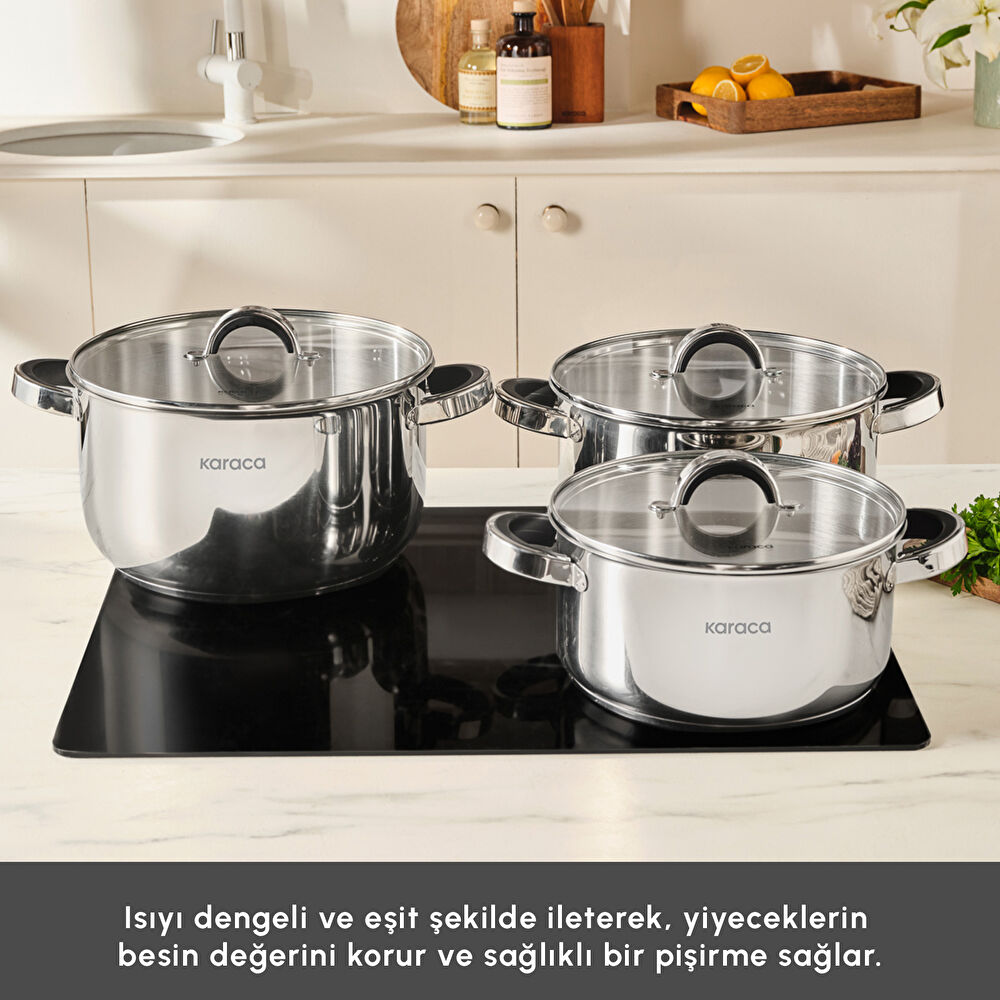 Karaca Magnus XLarge İndüksiyon Tabanlı 6 Parça Çelik Tencere Seti thumbnail 5