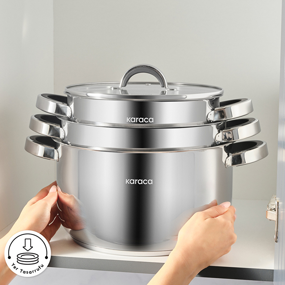 Karaca Magnus XLarge İndüksiyon Tabanlı 6 Parça Çelik Tencere Seti thumbnail 6