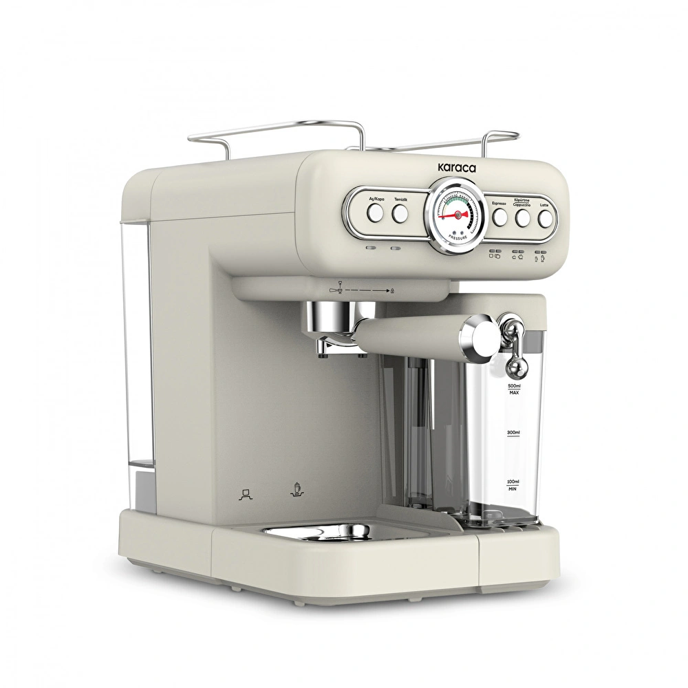 Karaca Vintage Craft Süt Hazneli Espresso, Latte ve Capuccino Makinesi Cream görseli 4