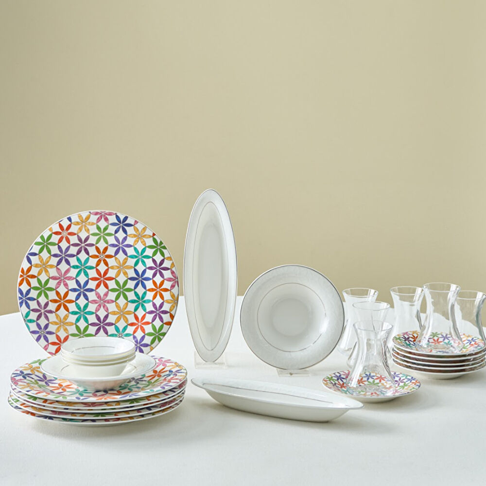 Karaca Fine Pearl Confetti 26 Parça 6 Kişilik Kahvaltı Takımı Gold