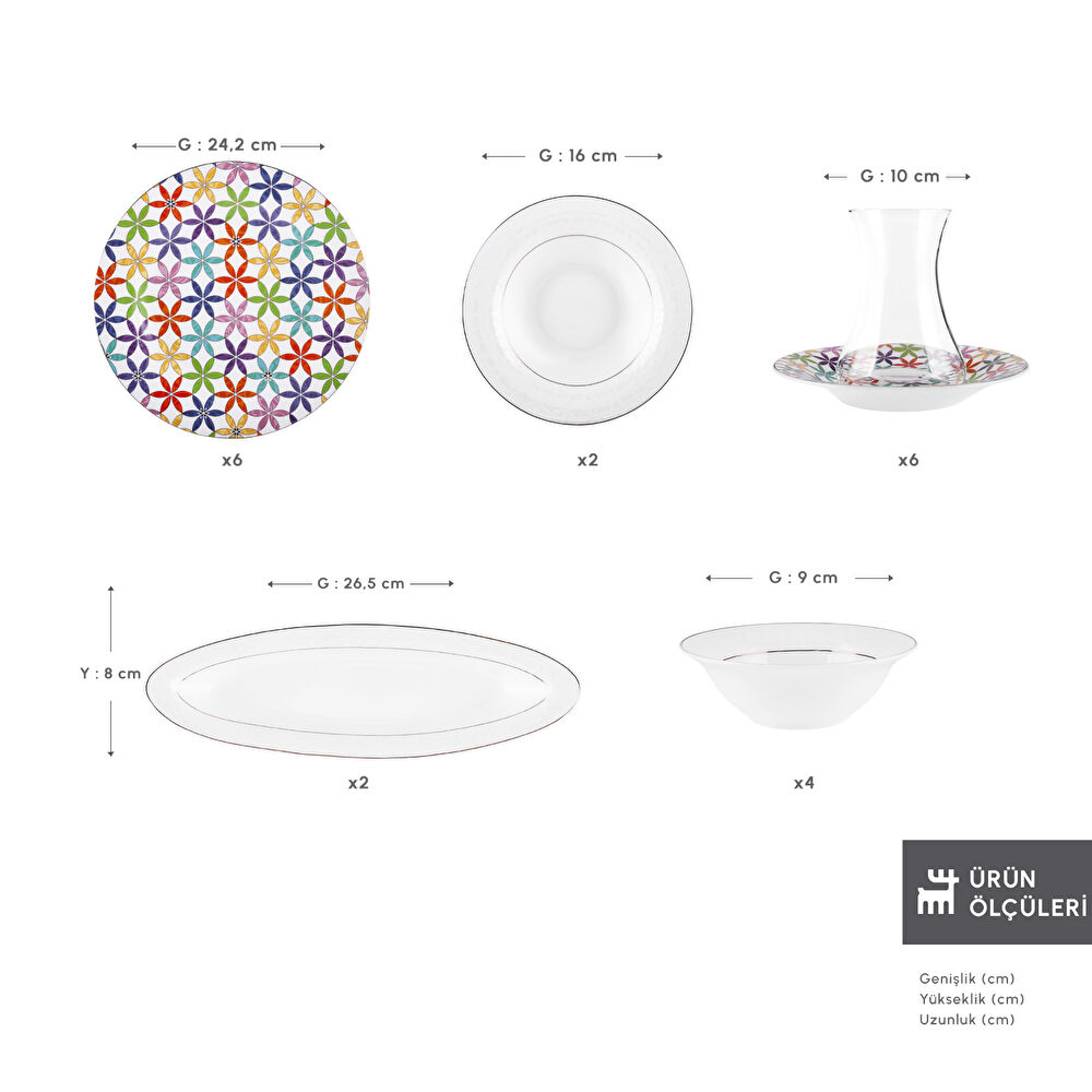 Karaca Fine Pearl Confetti 26 Parça 6 Kişilik Kahvaltı Takımı Gold thumbnail 2