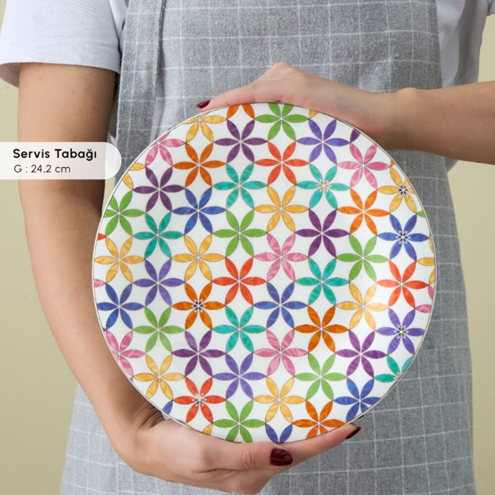 Karaca Fine Pearl Confetti 26 Parça 6 Kişilik Kahvaltı Takımı Gold thumbnail 6