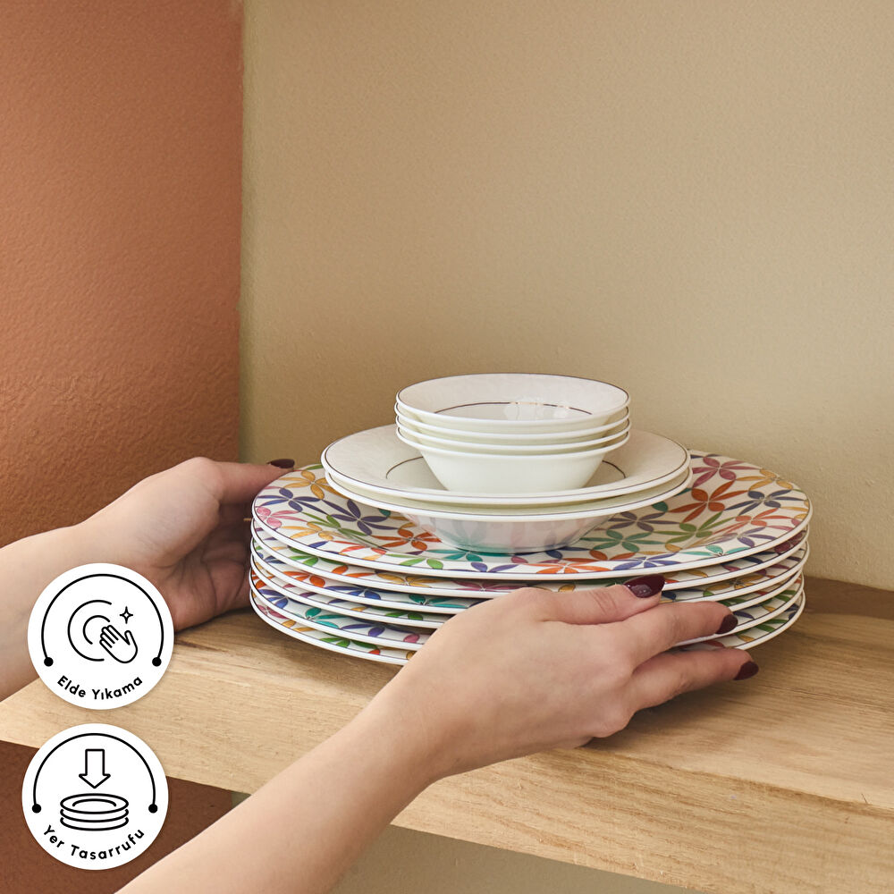 Karaca Fine Pearl Confetti 26 Parça 6 Kişilik Kahvaltı Takımı Gold thumbnail 7