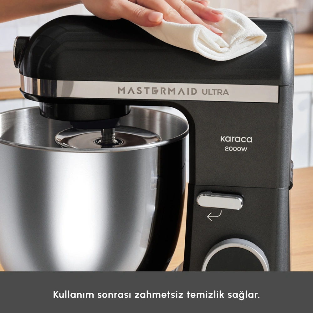 Karaca Mastermaid Chef Ultra D2000W Dijital Ekranlı Hamur Yoğurma Makinesi Matte Black 7L görseli 11