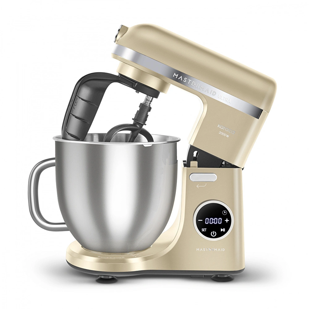 Karaca Mastermaid Chef Ultra D2000W Dijital Ekranlı Hamur Yoğurma Makinesi Mineral Gold 7L görseli 2