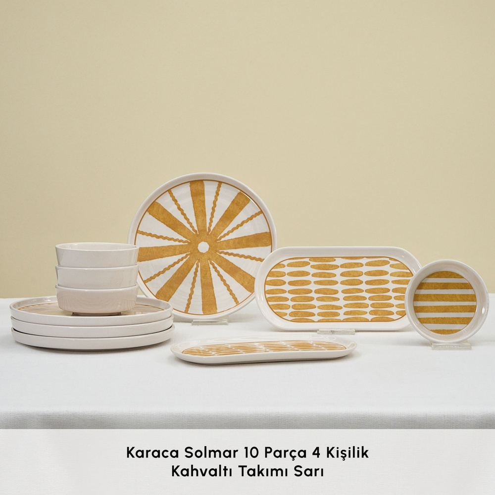 Karaca Solmar 10 Parça 4 Kişilik Kahvaltı Takımı Sarı görseli 4