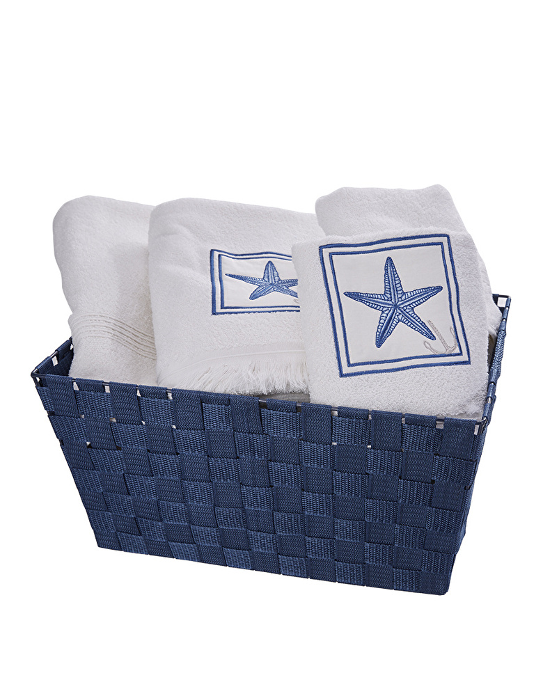 Karaca Home Marin Lacivert Sepetli Hamam Set görseli 1