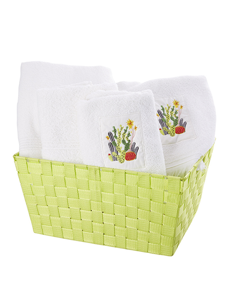 Karaca Home Tropic Yeşil Sepetli Hamam Set görseli 1