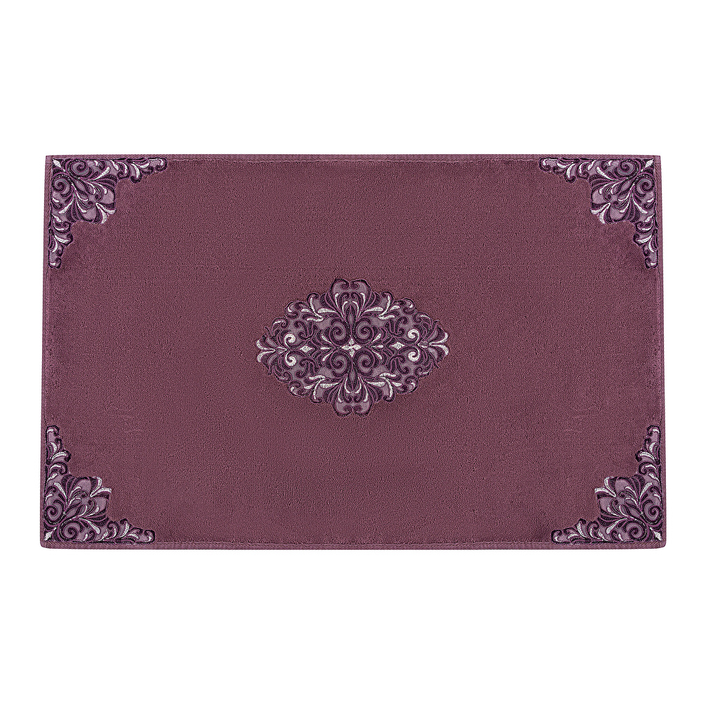 Karaca Home Bianca Mürdüm 2 Parça Dantelli Banyo Paspası (60x100 cm + 50x60 cm) görseli 2