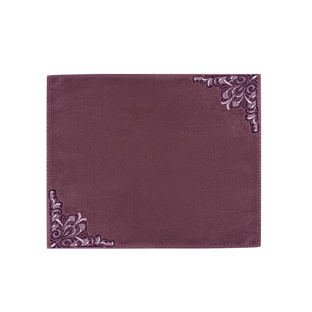 Karaca Home Bianca Mürdüm 2 Parça Dantelli Banyo Paspası (60x100 cm + 50x60 cm) görseli 3