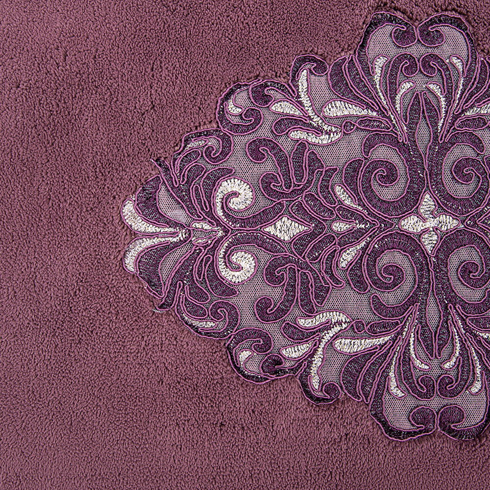 Karaca Home Bianca Mürdüm 2 Parça Dantelli Banyo Paspası (60x100 cm + 50x60 cm) görseli 4