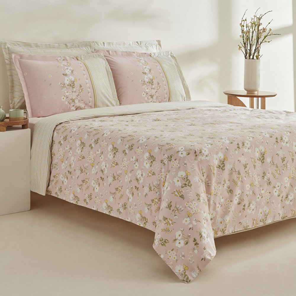 Karaca Home Gipsy %100 Pamuk Çift Kişilik Nevresim Takımı Pudra görseli 2