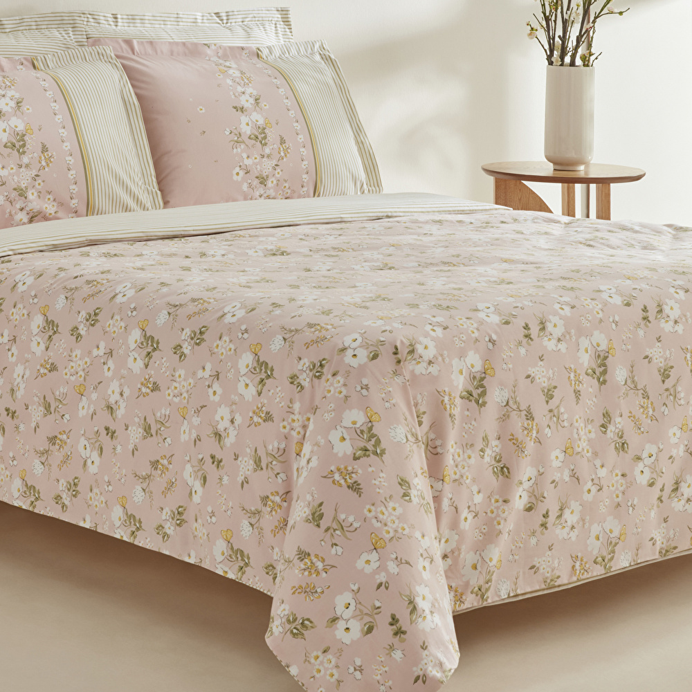 Karaca Home Gipsy %100 Pamuk Çift Kişilik Nevresim Takımı Pudra görseli 3