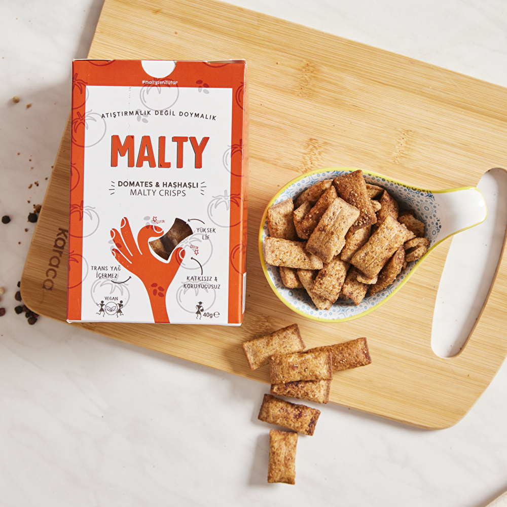Malty Domatesli ve Haşhaşlı Tahıl Kraker 40 gr görseli 1