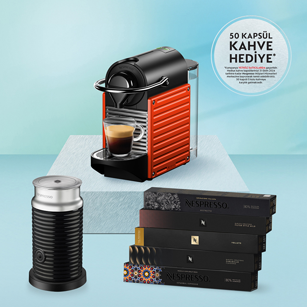 Nespresso C66R Pixie Kırmızı Kahve Makinesi ve Süt Köpürtücü Aksesuar görseli 3