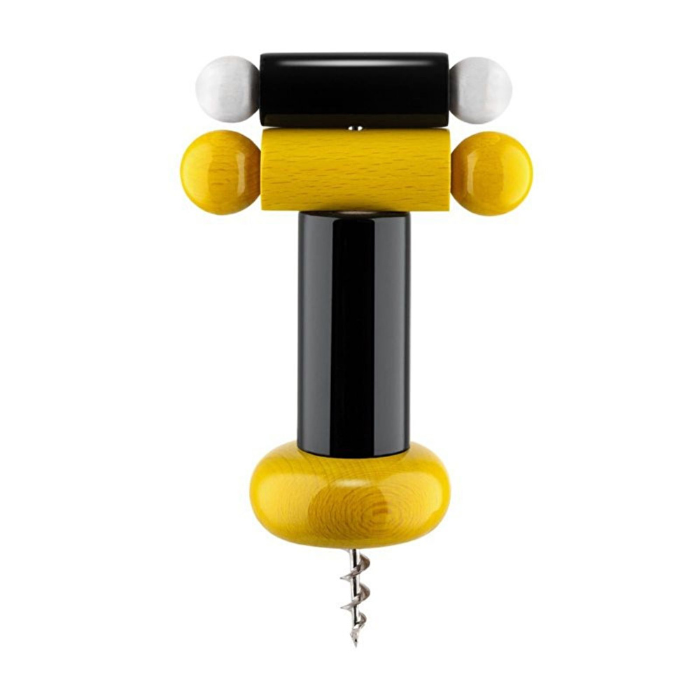 Alessi Ettore Sottsass Tirbüşon 18 cm x 6 cm Siyah-Sarı  görseli 1