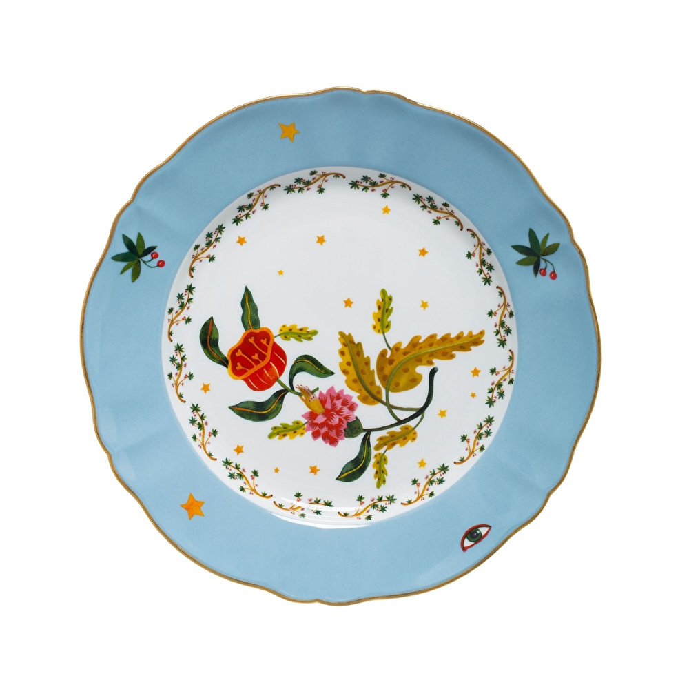 Bitossi Home Fabula Flower Porselen Yemek Tabağı 26,5 cm Mavi görseli 1
