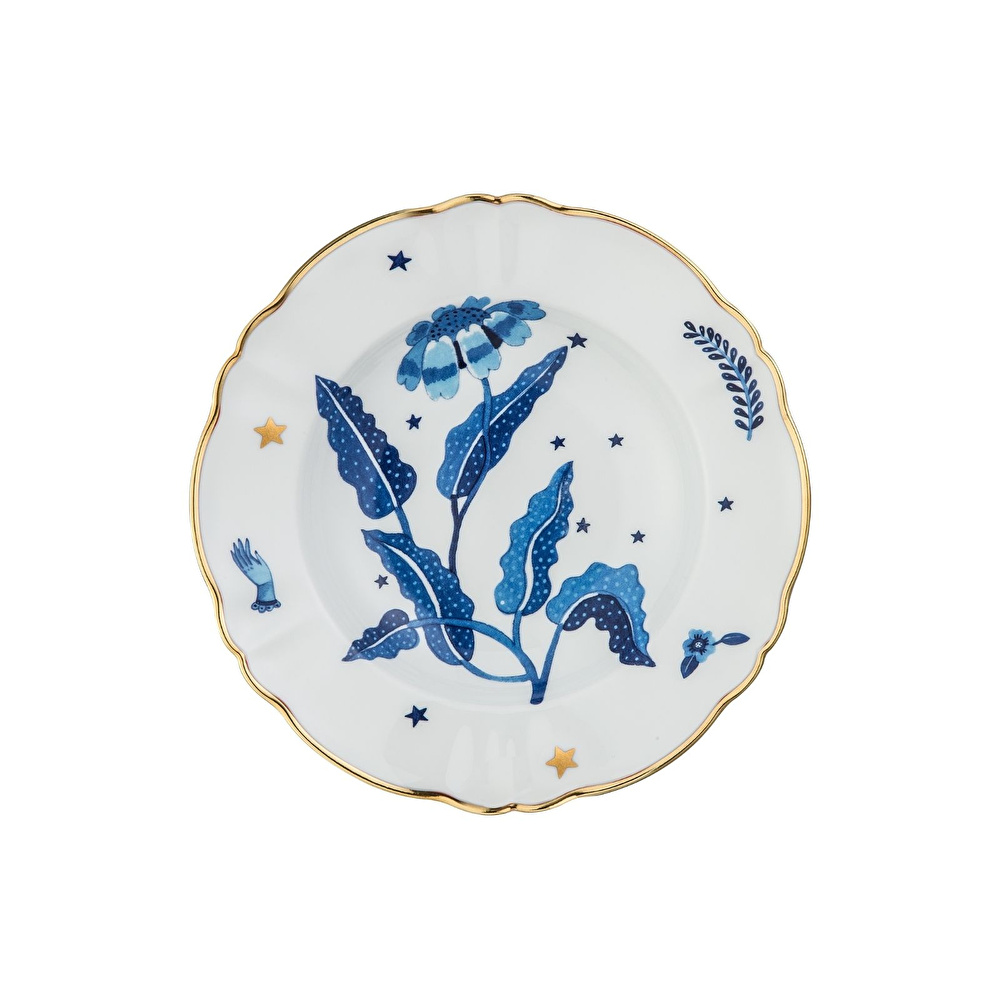 Bitossi Home Fabula Floral Porselen Çorba Tabağı 23 cm Mavi görseli 1