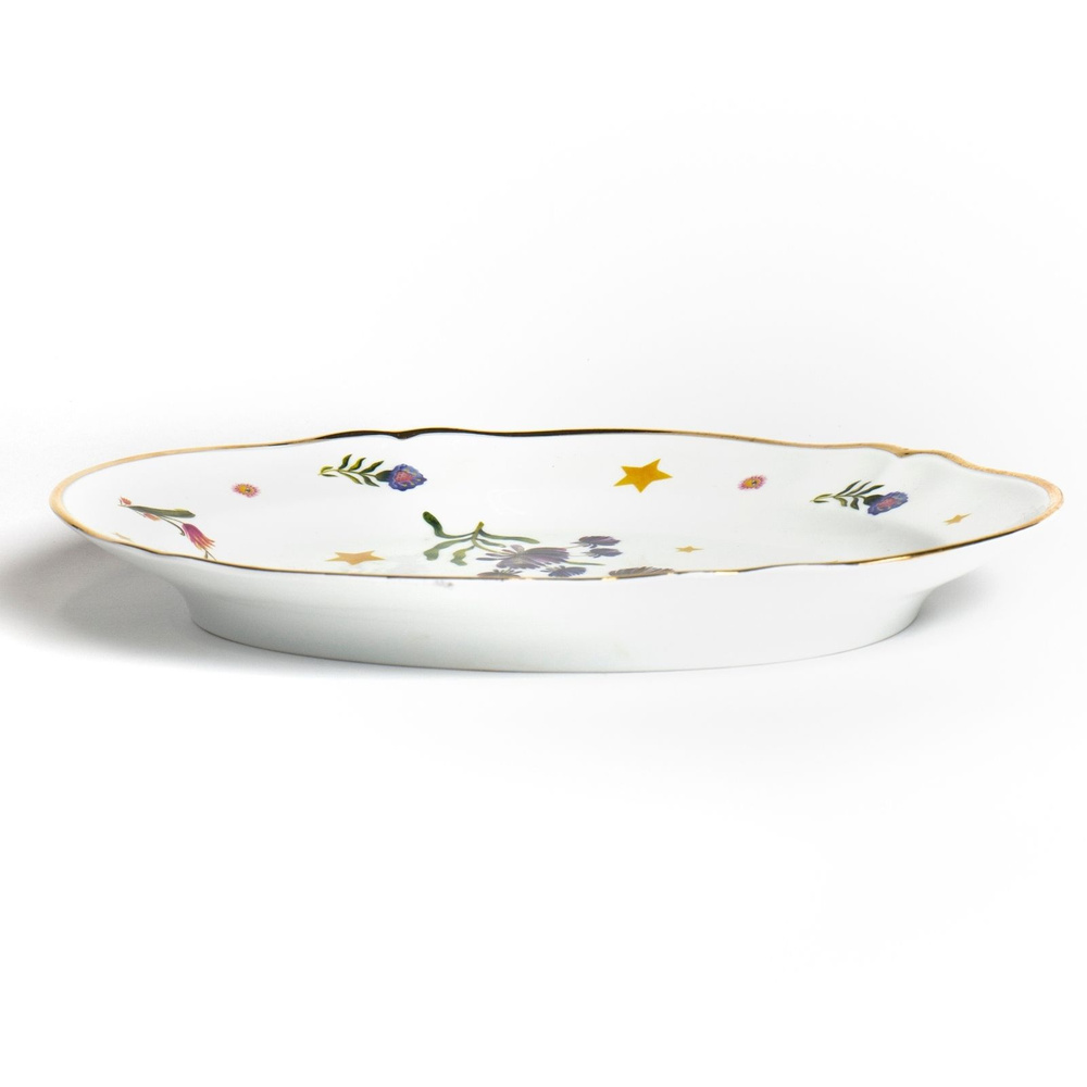 Bitossi Home Fabula Floral Porselen Oval Tabak 34 cm Mor görseli 2
