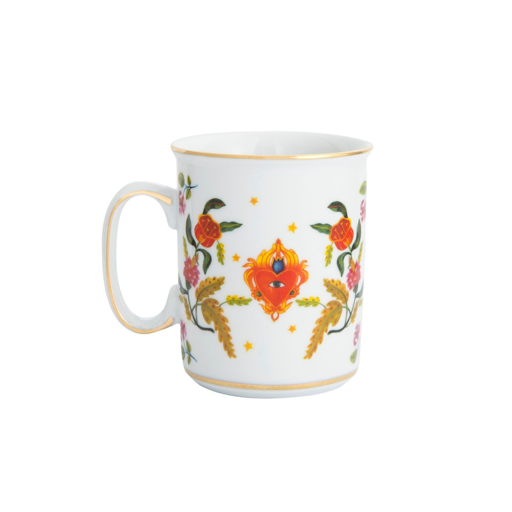 Bitossi Home Fabula Floral Porselen Kupa 9,6x8 cm Turuncu görseli 1