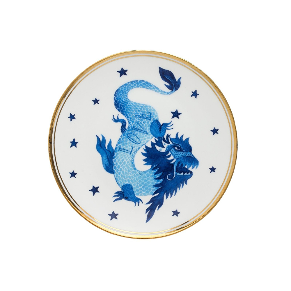 Bitossi Home Fabula Blue Dragon Porselen Tabak 17 cm Mavi görseli 1