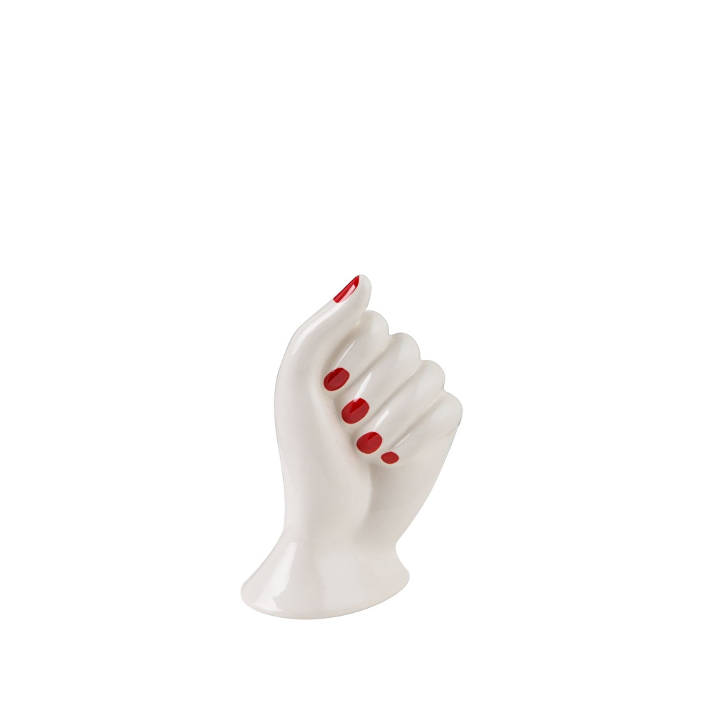 Bitossi Home Mano Nella Hand Seramik Vazo 14,5 cm Beyaz/Kırmızı görseli 1