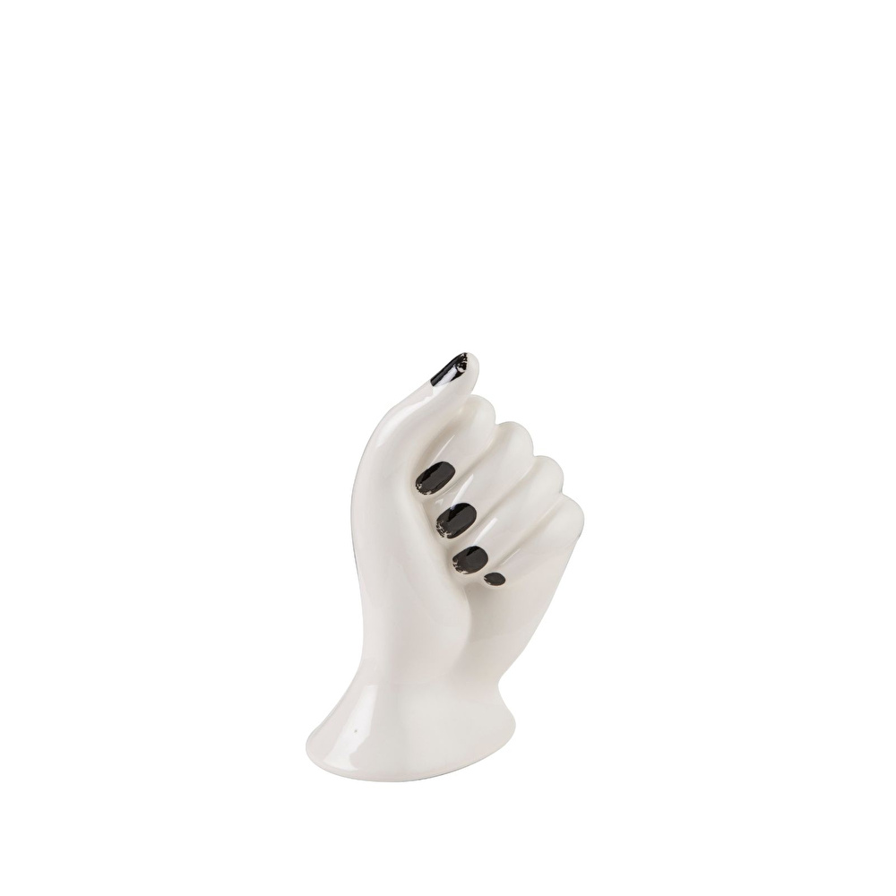 Bitossi Home Mano Nella Hand Seramik Vazo 14,5 cm Beyaz/Siyah görseli 1