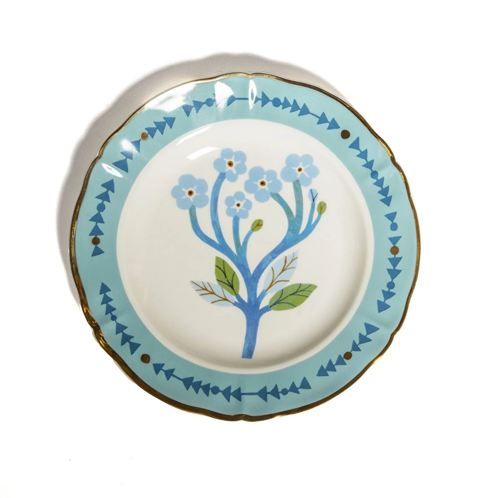 Bitossi Home Botanica Flower Porselen Tatlı Tabağı 20,5 cm Turkuaz görseli 1