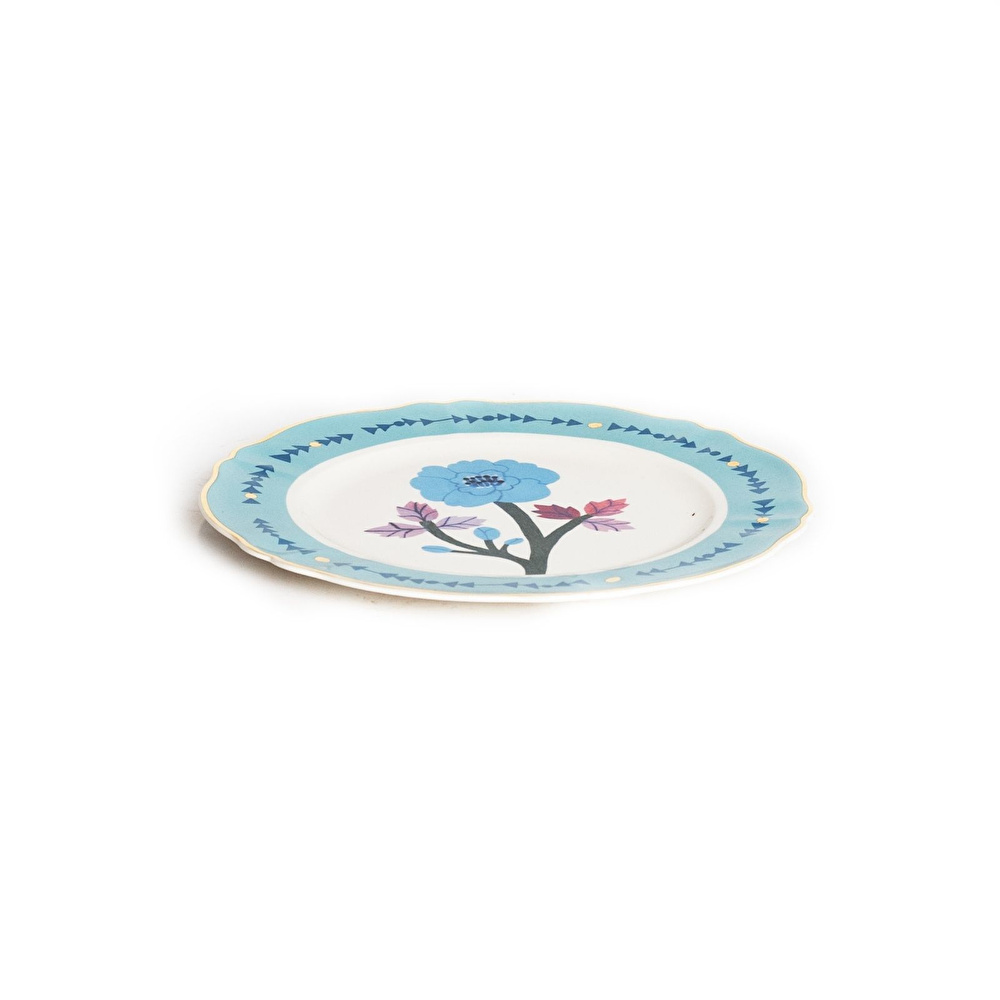 Bitossi Home Botanica Flower Porselen Yuvarlak Tabak 32,5 cm Mavi görseli 2
