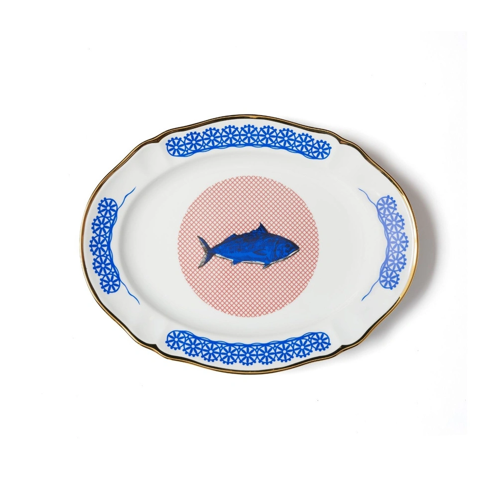 Bitossi Home Bel Paese Fish Porselen Oval Tabak 34 cm görseli 1