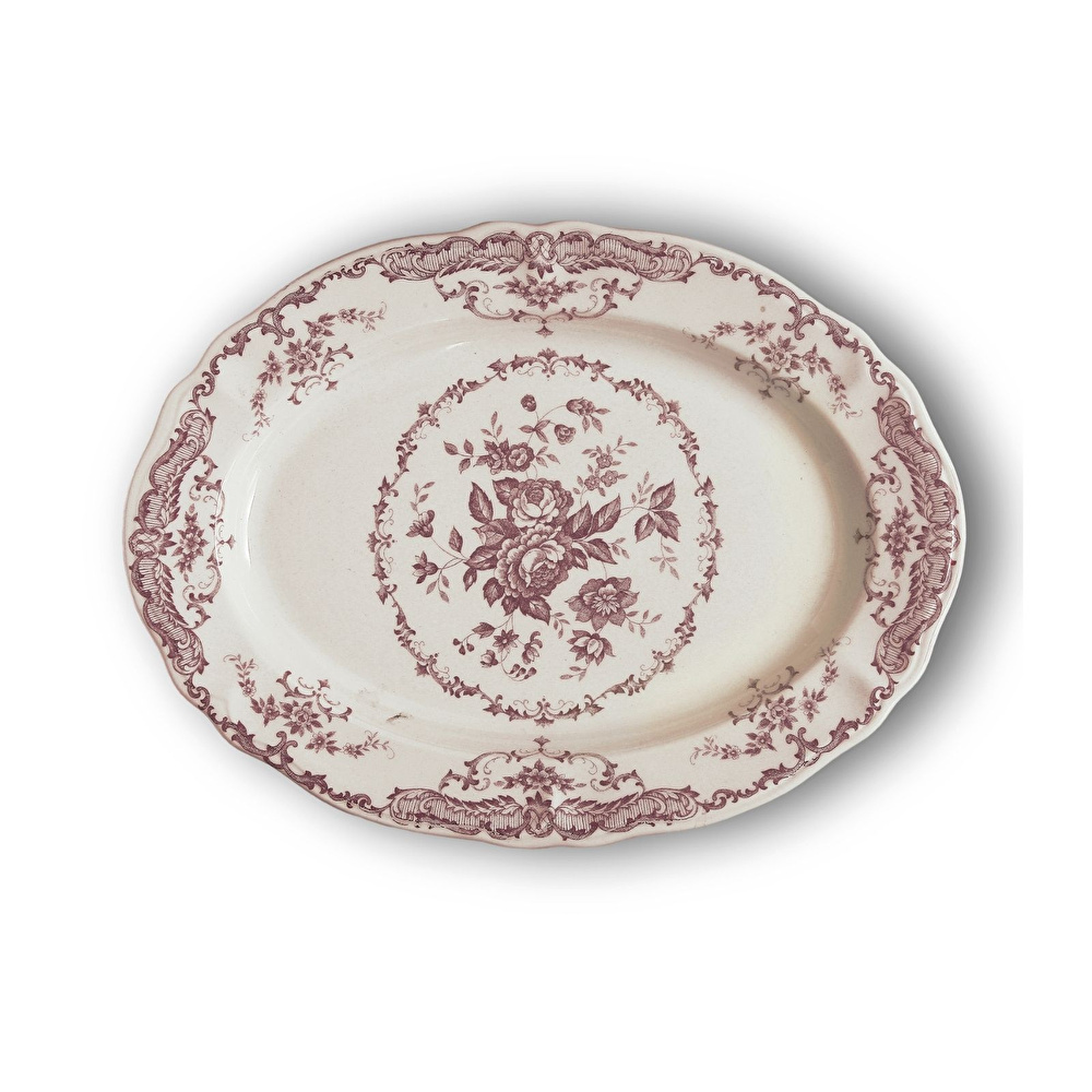 Bitossi Home Rose Violet Floral Oval Tabak 30,5 cm görseli 1