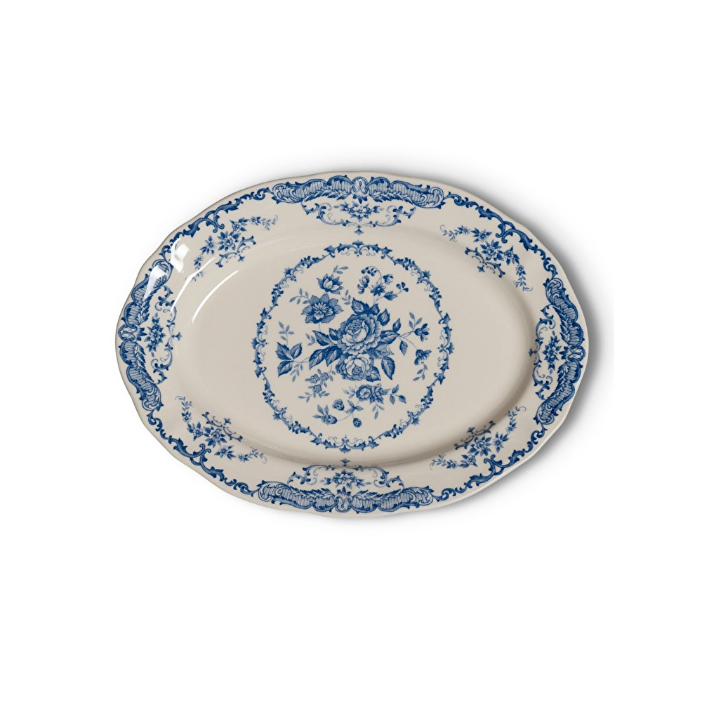 Bitossi Home Rose Blue Floral Oval Tabak 30,5 cm görseli 1