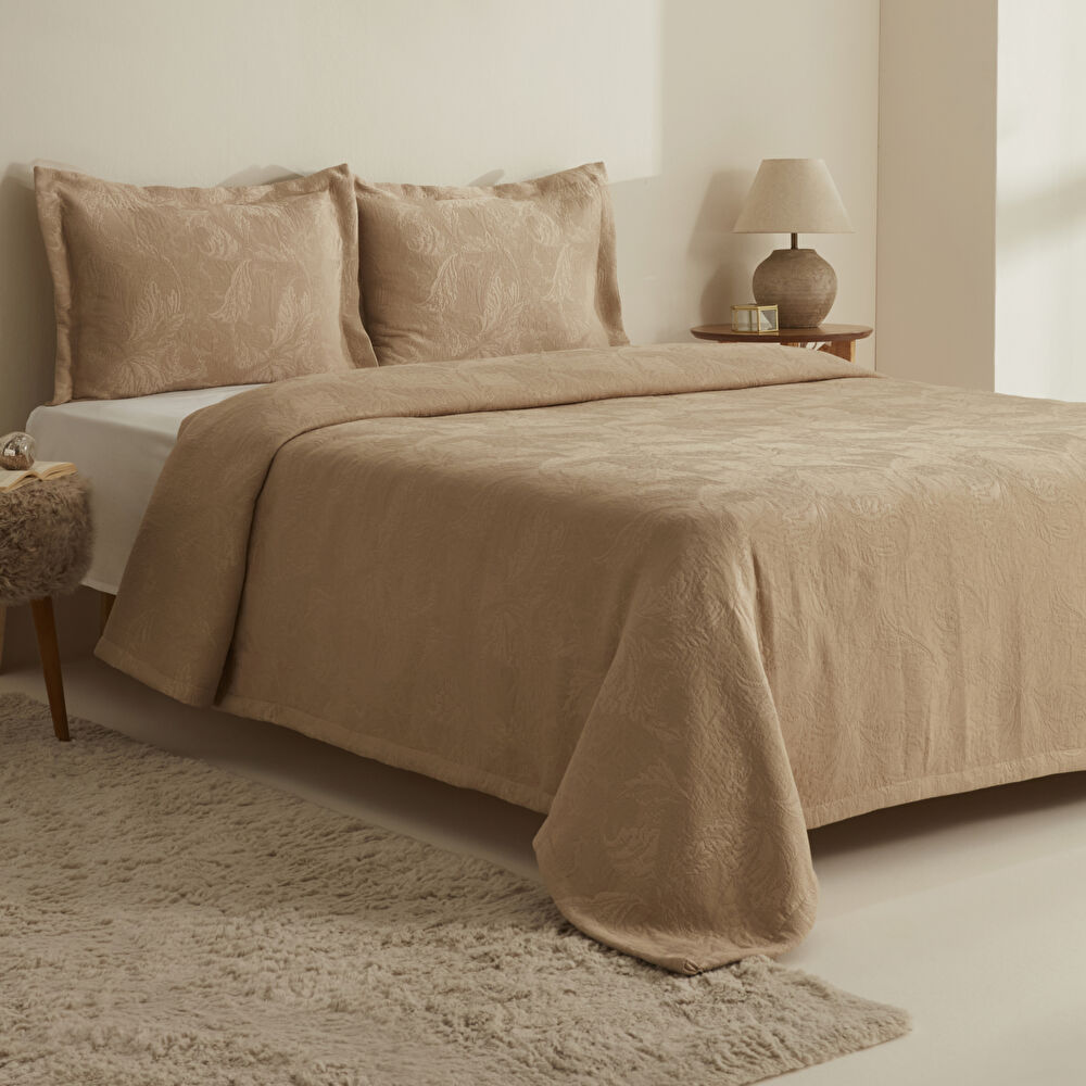 Karaca Home Olivia Çift Kişilik Yatak Örtüsü Seti Bej thumbnail 2