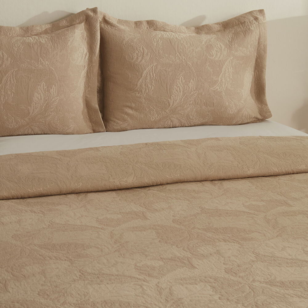 Karaca Home Olivia Çift Kişilik Yatak Örtüsü Seti Bej thumbnail 4