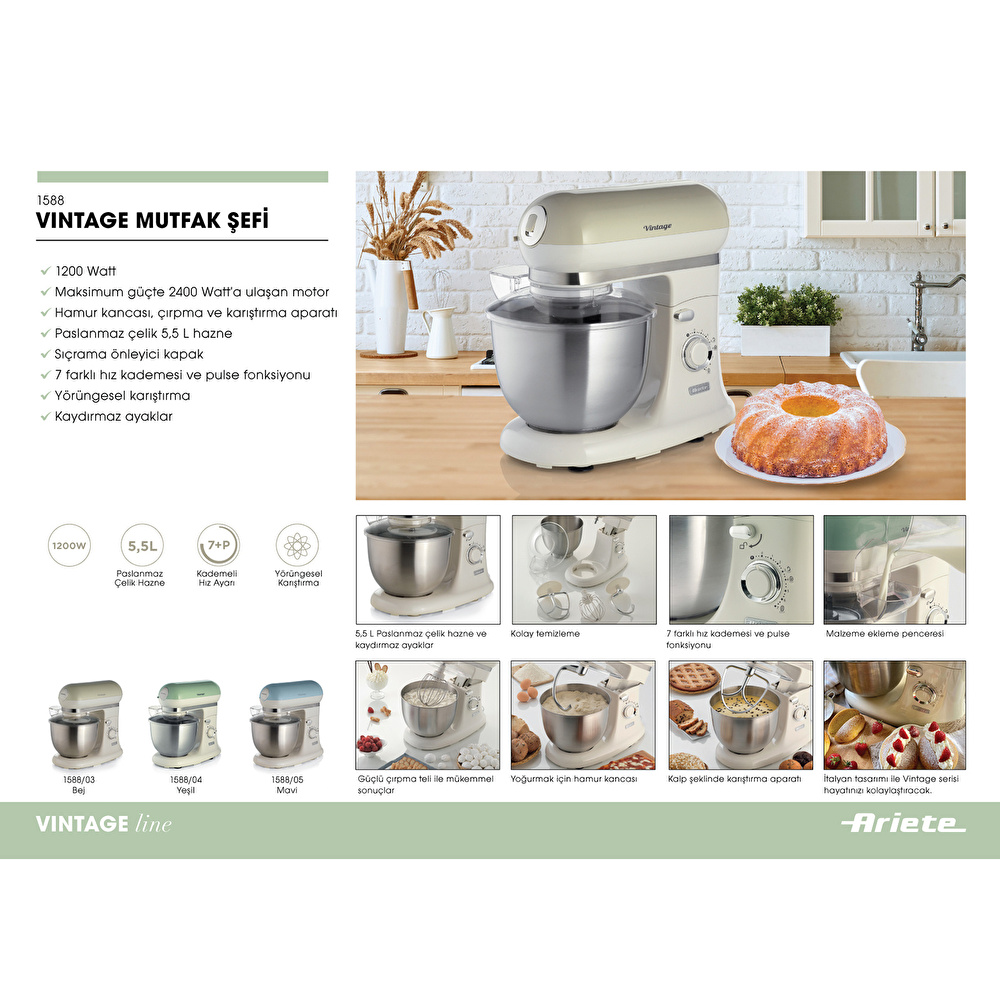 Ariete Vintage Mutfak Şefi Yeşil görseli 5