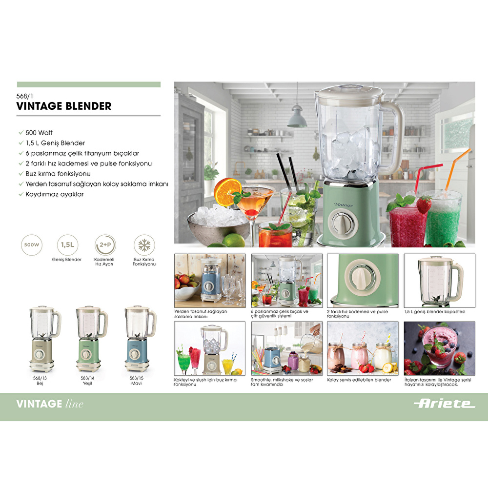 Ariete Vintage Blender Bej görseli 4