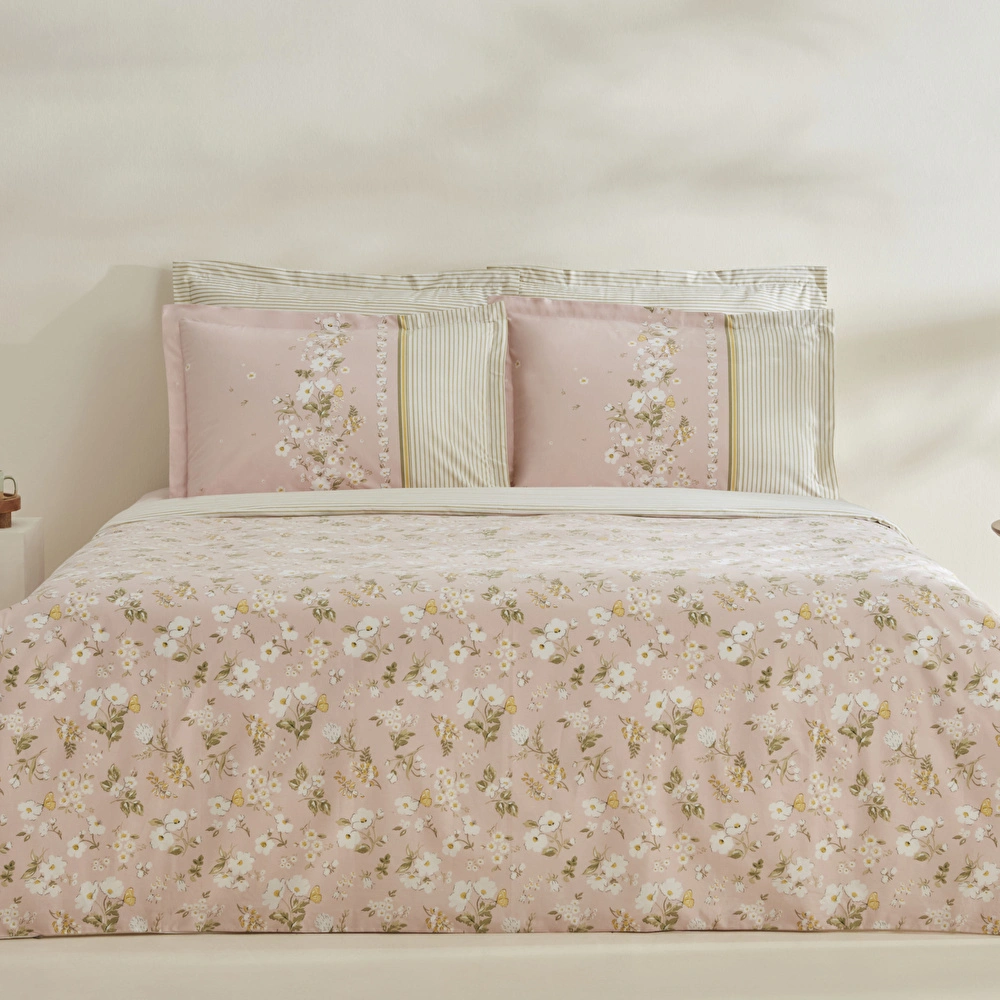 Karaca Home Gipsy %100 Pamuk Tek Kişilik Nevresim Takımı Pudra görseli 1